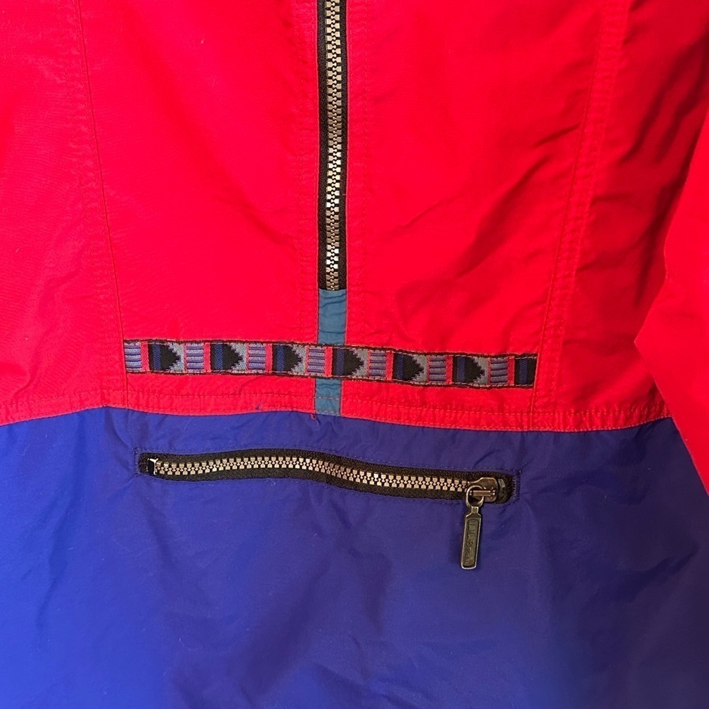 Vintage L.L. Bean Kid’s XL Red/Blue Tribal Design Zip Pullover Gorpcore Jacket - Picture 2 of 14